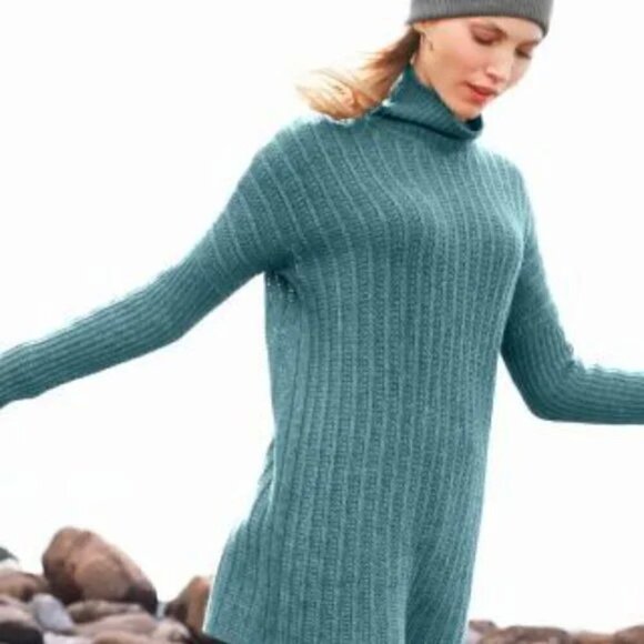 Garnet Hill Lambswool Angora Blend Turtleneck Ribbed Knit Sweater XS - Picture 2 of 8